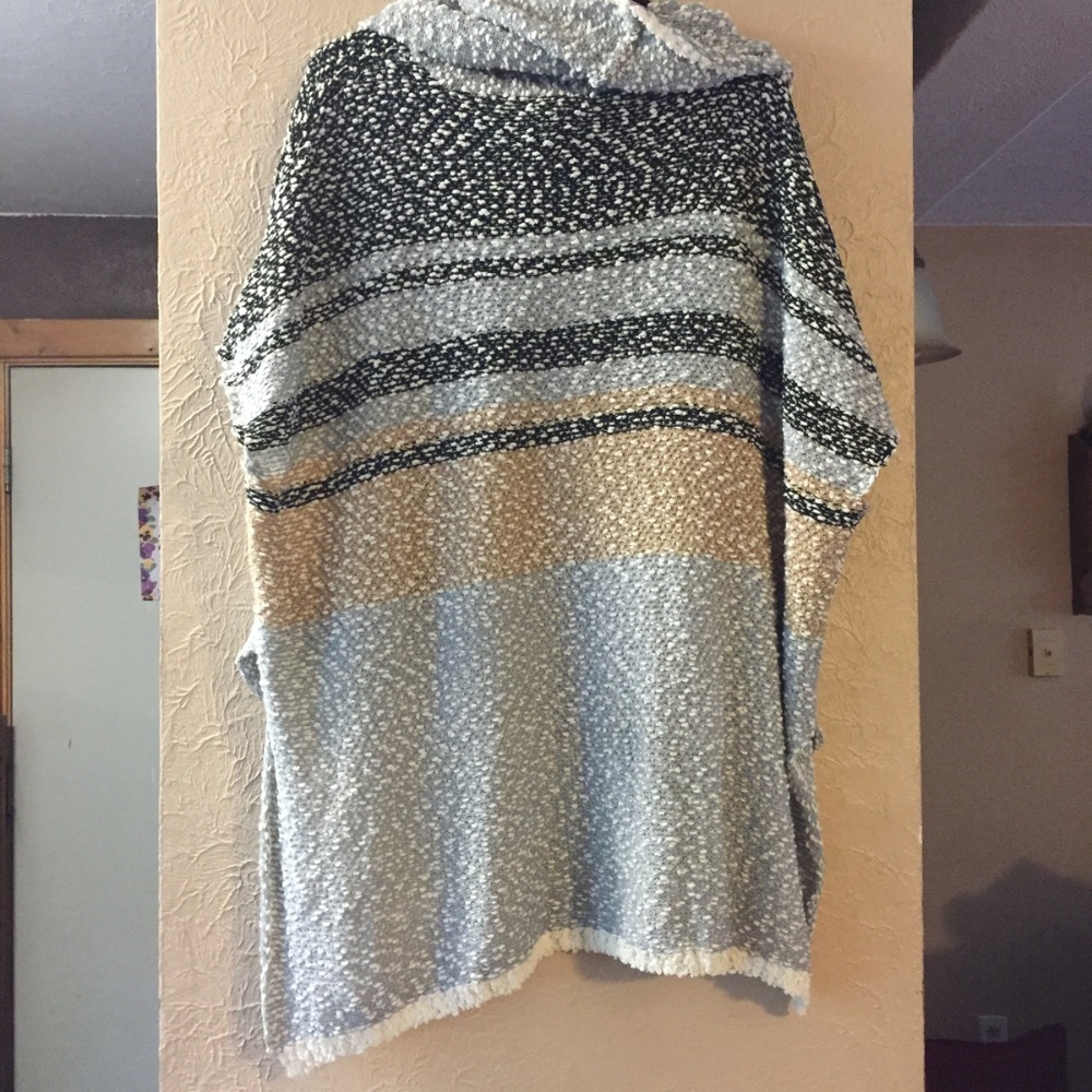 Super Soft, Fuzzy, Multi Colored Poncho Sweater! - image 2